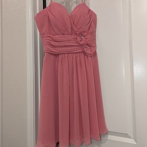 Size 8 Levkoff blush bridesmaid dress. Knee length